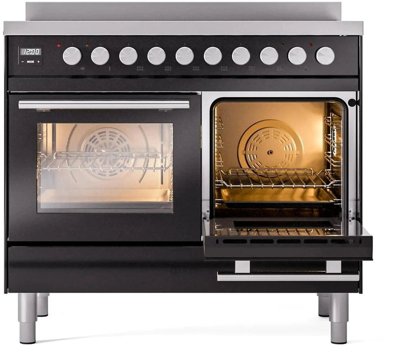 ILVE 40"Professional Plus Induction Range, Glossy Black UPDI406WMPBK
