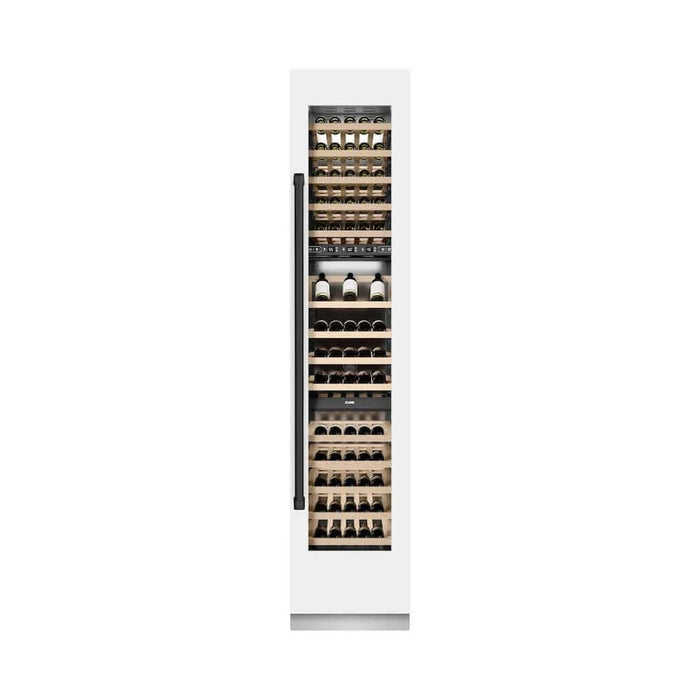ZLINE 18"Triple Zone 68 Bottle Right Hinge Column Wine Cooler, White Matte Stainless Steel Matte Black RCWVRZ-WM-18-MB