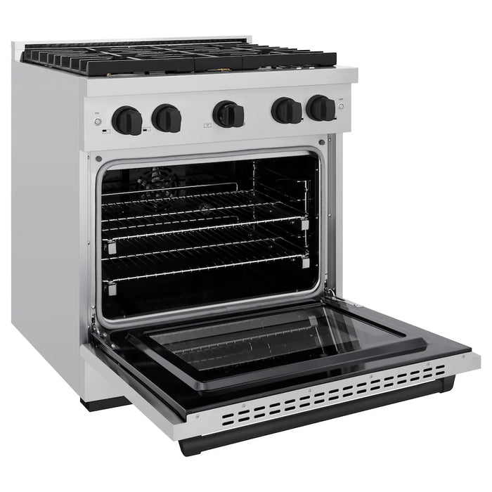 ZLINE 30"Paramount Dual Fuel Range Stainless Steel Matte Black SDRZ-30-MB