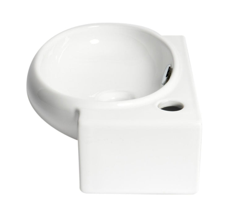 ALFI brand White 17" Small Wall Mounted Ceramic Sink, Faucet Hole ABC117