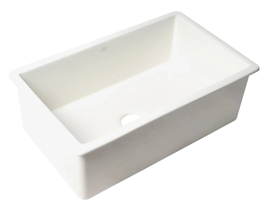 ALFI brand White 30" Fireclay Undermount Fireclay Kitchen Sink ABF3018UD-W