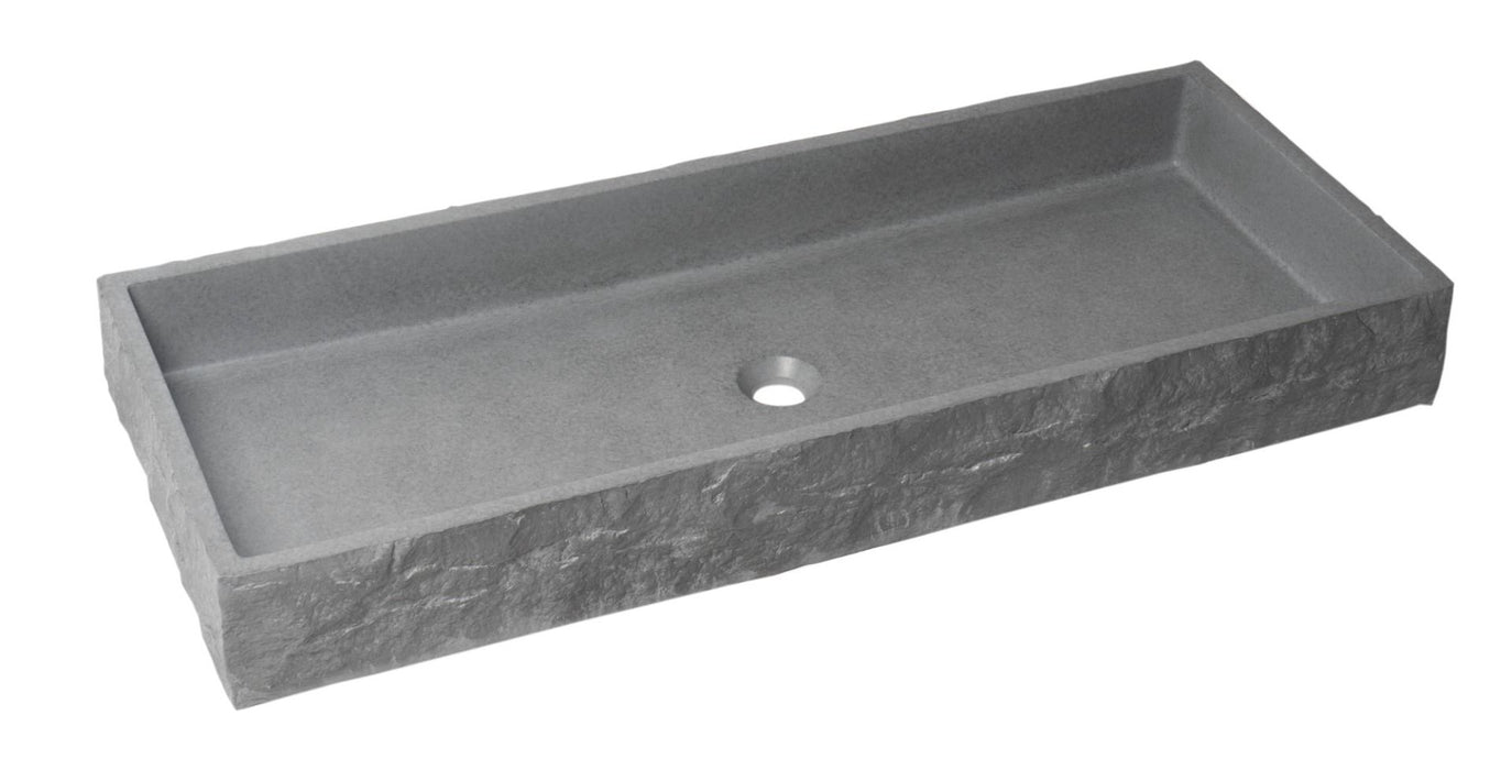 ALFI brand 39" Solid Concrete Gray Matte Trough Sink for the Bathroom ABCO39TR