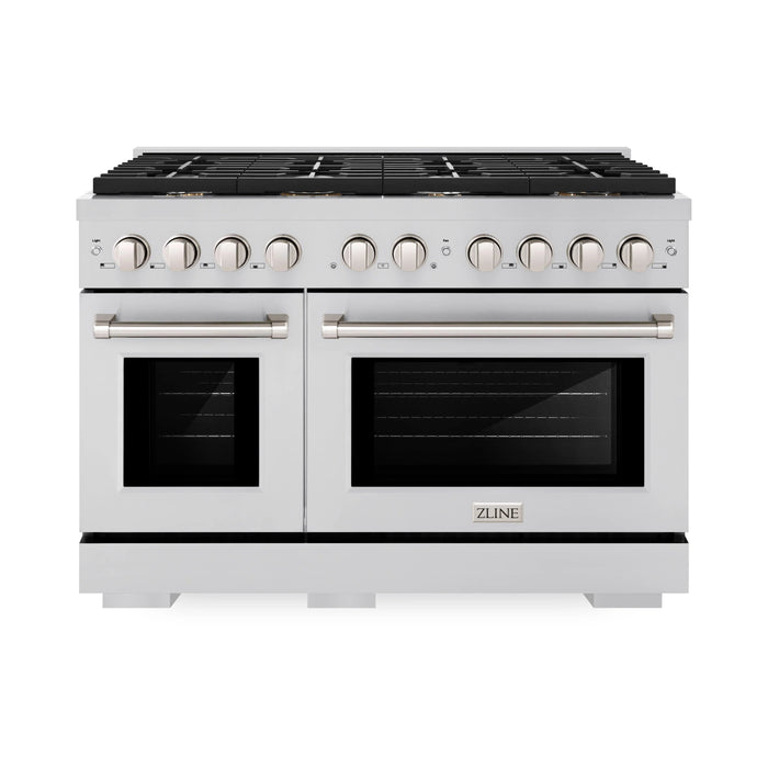 ZLINE 48"Paramount Dual Fuel Range Stainless Steel, Brass Burner, SDR-BR-48