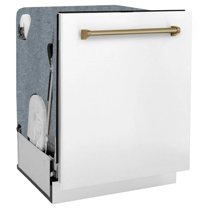 ZLINE Autograph 24" Dishwasher, White Door, Bronze DWMTZ-WM-24-CB