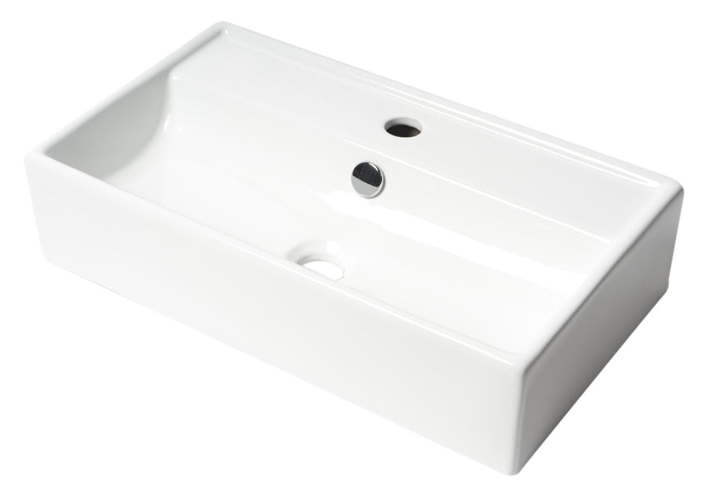 ALFI brand White 22" Rectangular Wall Mounted Ceramic Sink, Faucet Hole ABC122