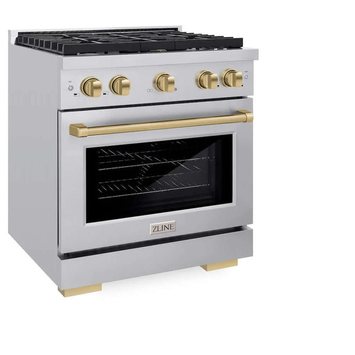 ZLINE 30"Gas Range, Convection Oven Stainless Steel, Champagne Bronze, SGRZ-30-CB