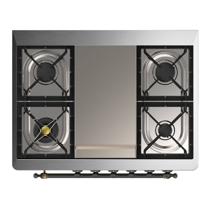 ILVE Majestic III 36" Dual Fuel, Range, Blue Grey, Burnished Trim UM36FNR3BGB