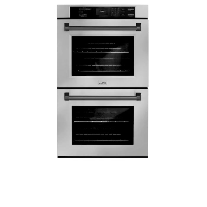 ZLINE 30"Professional True Convection Double Wall Oven, Air Fry, Self Clean, Stainless Steel, Matte Black WADZ-30-MB