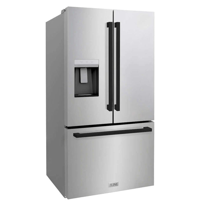 ZLINE Autograph Edition 36" Standard-Depth French Door External Water Dispenser Refrigerator, Dual Ice Maker, Fingerprint-Resistant Stainless Steel RSMZ-W-36-FMB