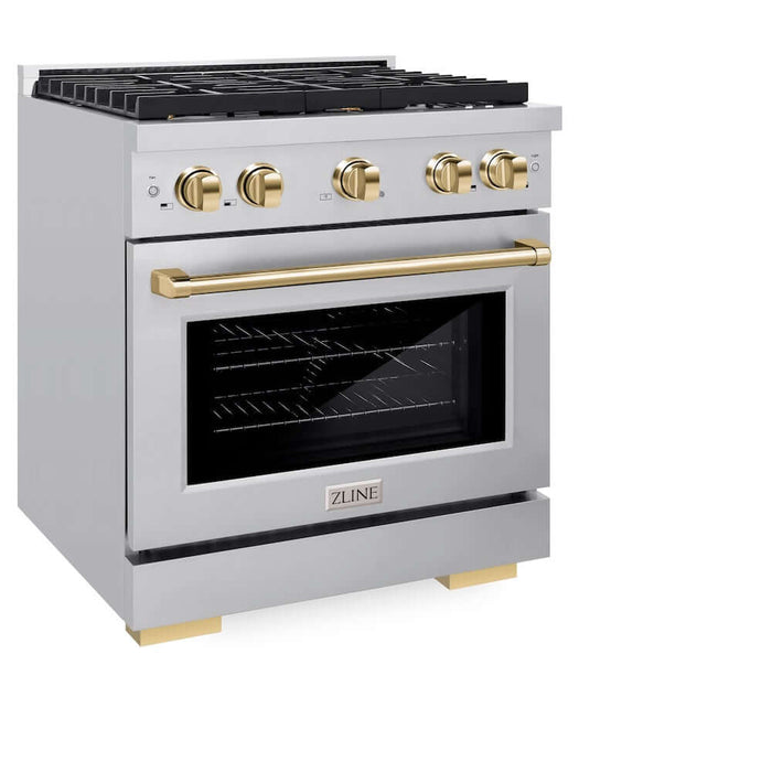 ZLINE 30 " Gas Range, Convection Oven Stainless Steel, Gold , SGRZ-30-G