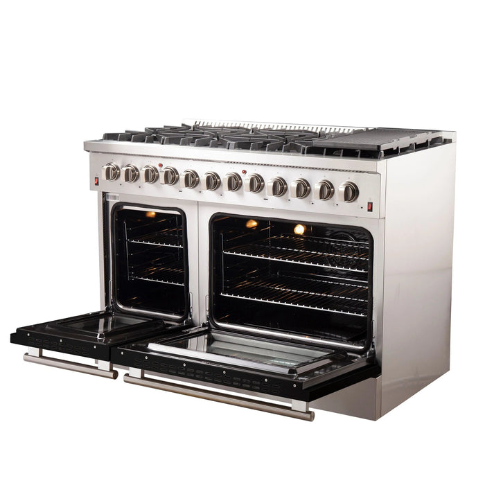 FORNO Galiano 48" Dual Fuel Range, Black, FFSGS6156-48BLK