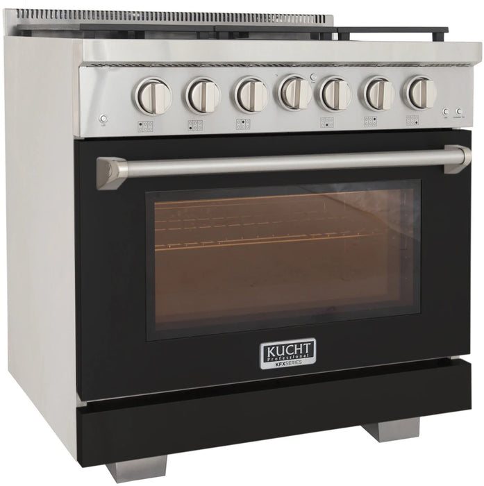 Kucht 36" Freestanding Professional Gas Range Liquid Propane KFX3600X/LP-BK