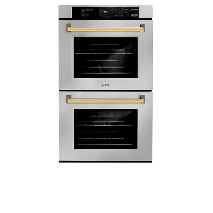 ZLINE 30"Professional True Convection Double Wall Oven, Air Fry, Self Clean, Stainless Steel, Gold WADZ-30-G