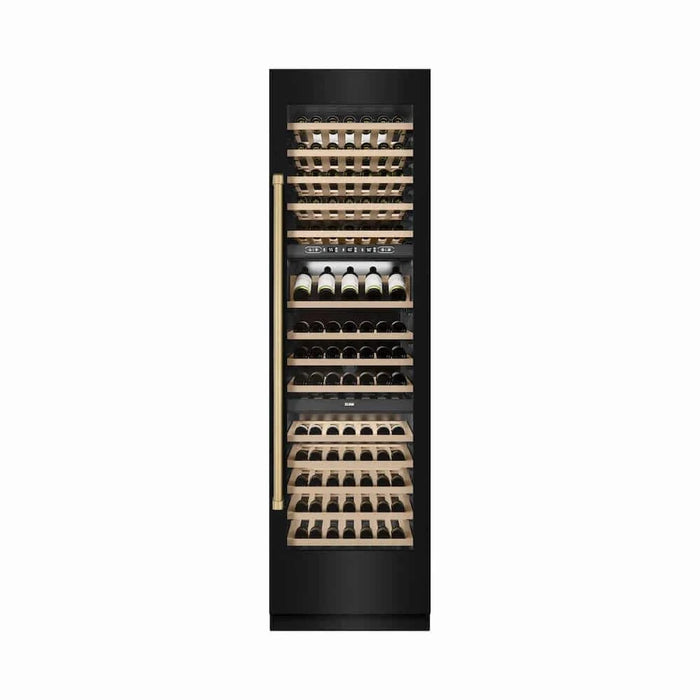 ZLINE 24"Triple Zone 100 Bottle Column Wine Cooler, Black Stainless Steel Champagne Bronze RCWVZ-BS-24-CB