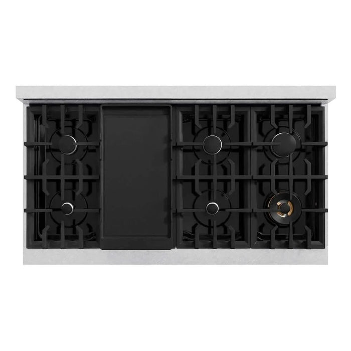 ZLINE 48" Dual Fuel Range, Gas Cooktop, Electric Convection Oven DuraSnow® Stainless Steel, White Matte Door CDRS-WM-48