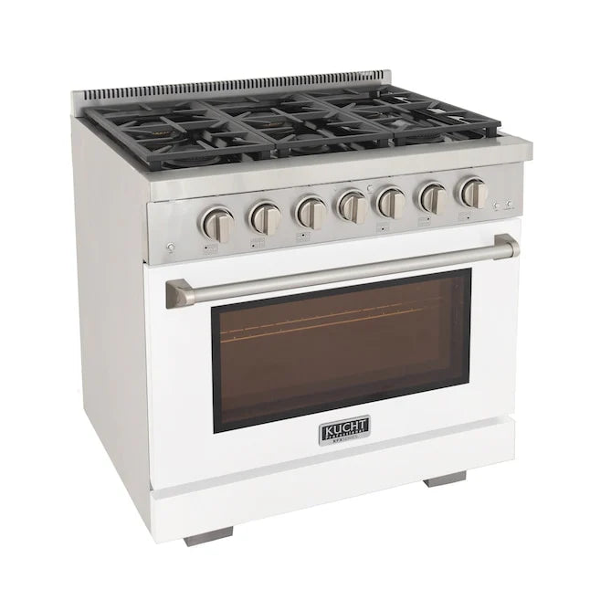 Kucht 36" Professional Gas Range, 6 Burners, Grill/Griddle, KFX360-W