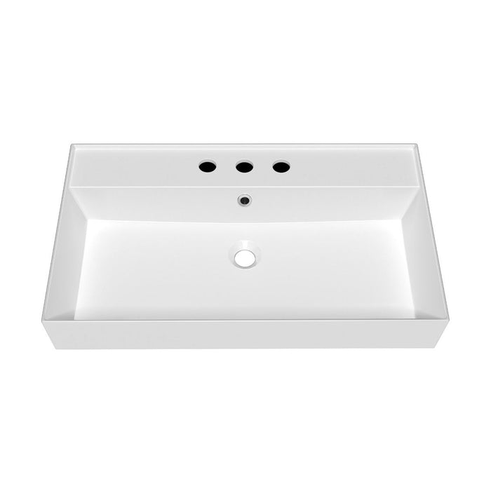 Whitehaus 32" Rectangular Wall Mount Basin, Widespread Faucet, Overflow B-AG81-3H