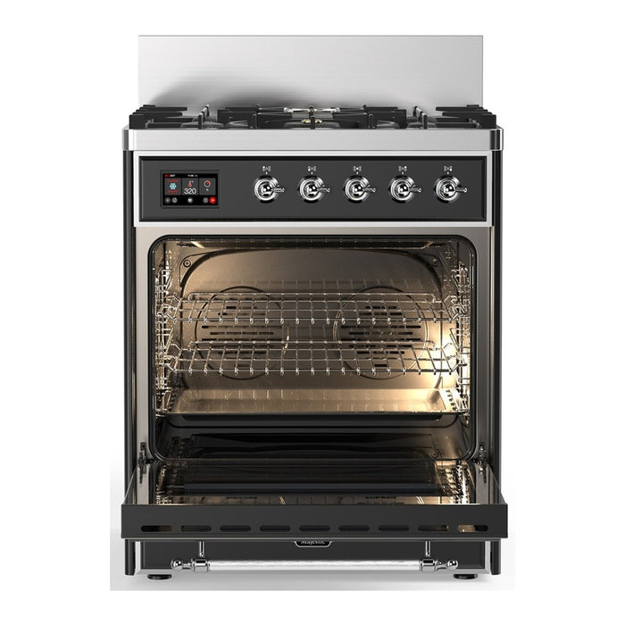 ILVE Majestic III 30" Dual Fuel Range, Matte Graphite Chrome Trim UM30QNR3MGC
