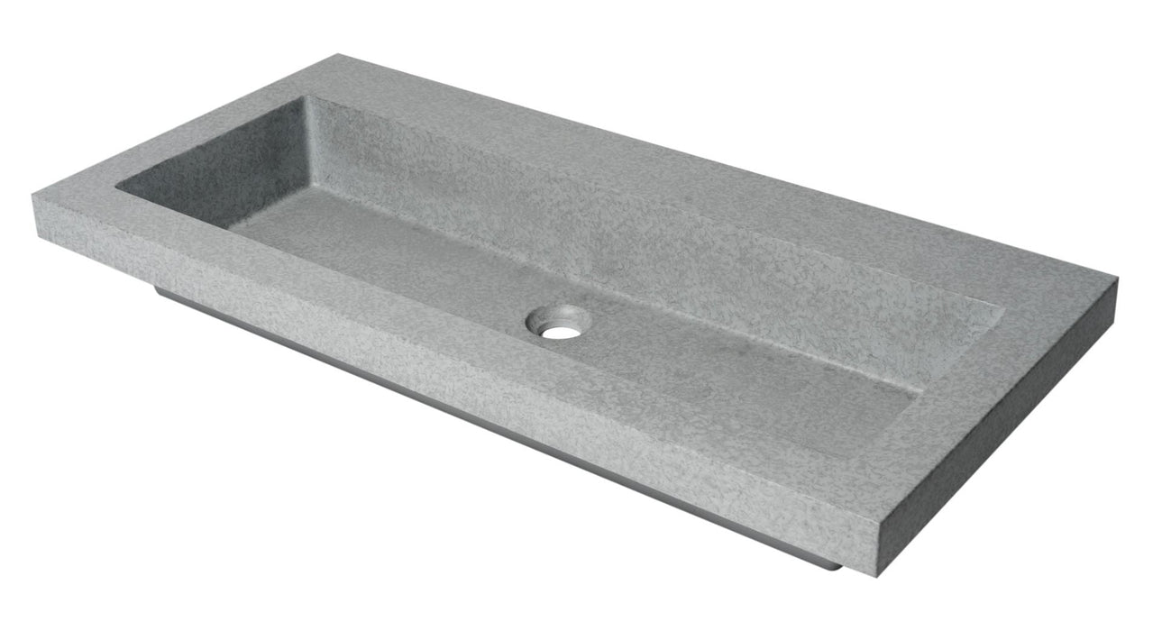 ALFI brand 40" Solid Concrete Gray Matte Trough Sink for the Bathroom ABCO40TR