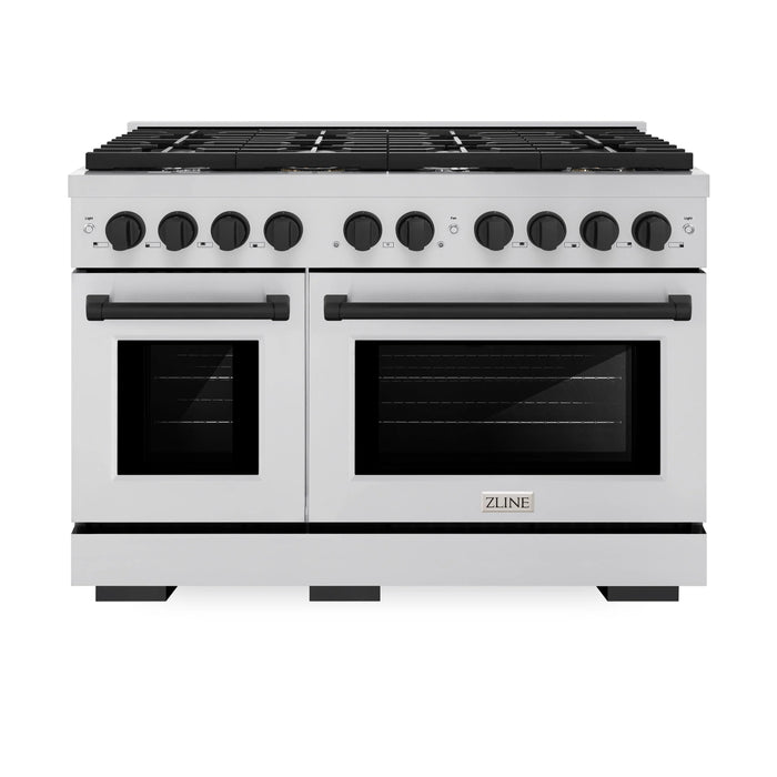 ZLINE 48"Paramount Dual Fuel Range Stainless Steel Matte Black SDRZ-48-MB