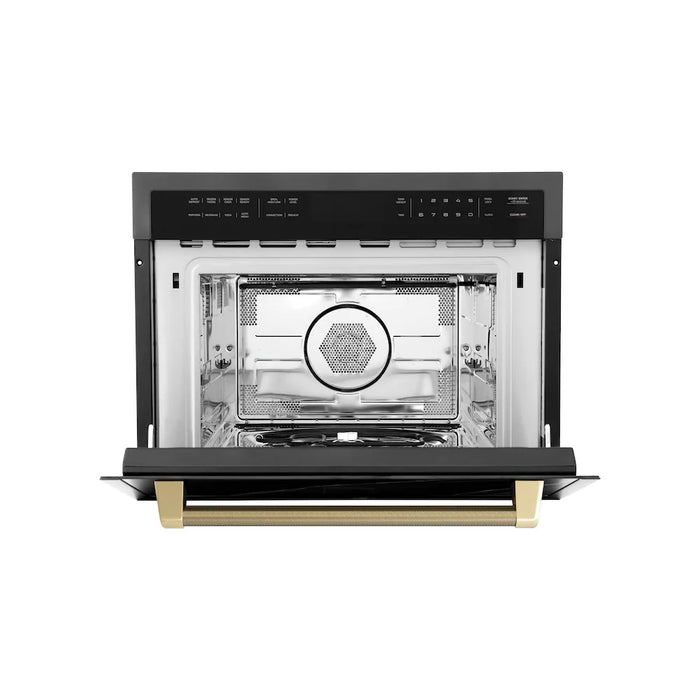 ZLINE Autograph Edition 24" Built-in Convection Microwave Oven, Black Stainless Steel, Helix Handle MWOZ-24-BS-KCB