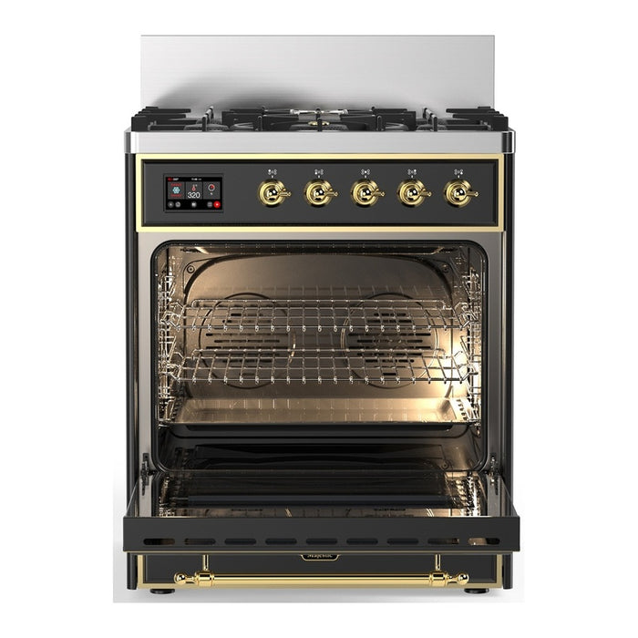 ILVE Majestic III 30" Dual Fuel Range Matte Graphite Brass Trim UM30NR3MGG