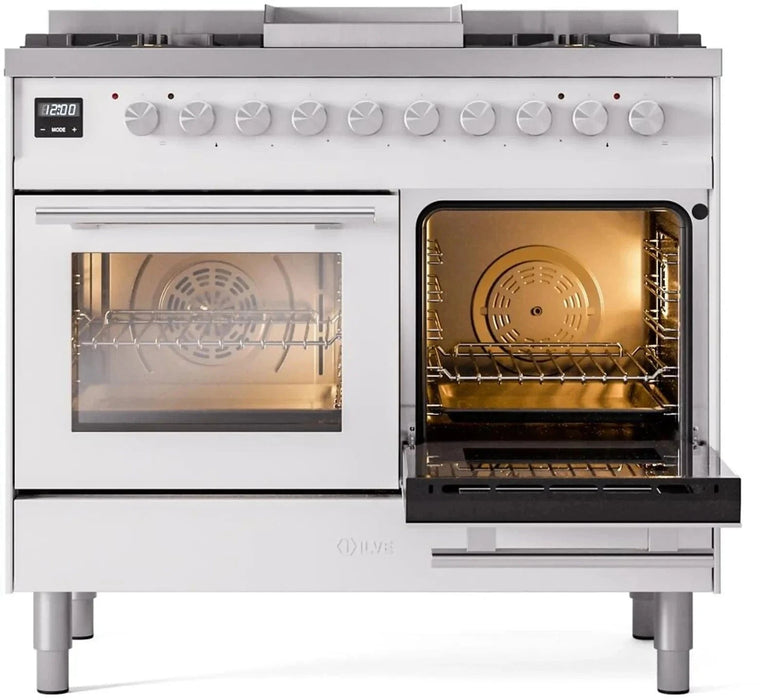 ILVE 40"Professional Plus Dual Fuel Range, White UPD40FWMPWH