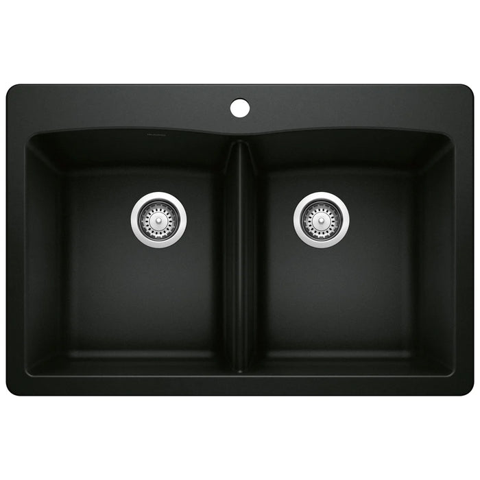 BLANCO Diamond SILGRANIT 33" 50/50 Double Bowl Dual Mount Kitchen Sink