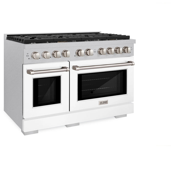 ZLINE 48"Paramount Dual Fuel Range DuraSnow® White Matte SDRS-WM-48