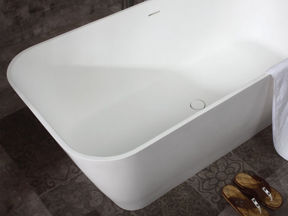 ALFI brand 67" White Rectangular Solid Surface Smooth Resin Soaking Bathtub AB9952