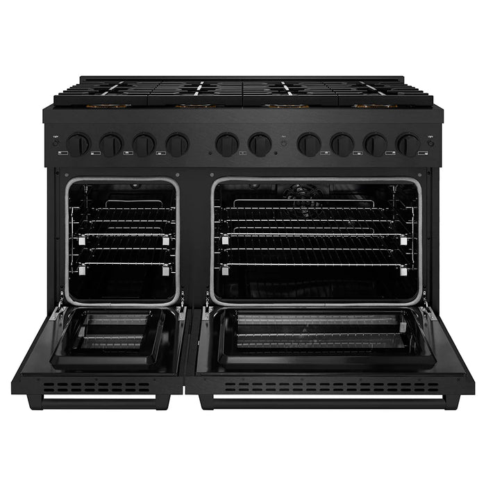 ZLINE 48" Paramount Gas Range, Convection Gas Oven, Black Satin Stainless Steel SGRBS-48
