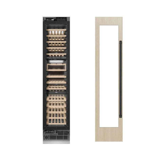 ZLINE 18" Triple Zone 68 Bottle Panel Ready Column Left Hinge Wine Cooler Matte Black RBCWVLZ-18-MB