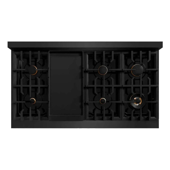 ZLINE 48" Select Gas Range Convection Gas Oven Black Stainless Steel Brass Burners HGRB-BR-48