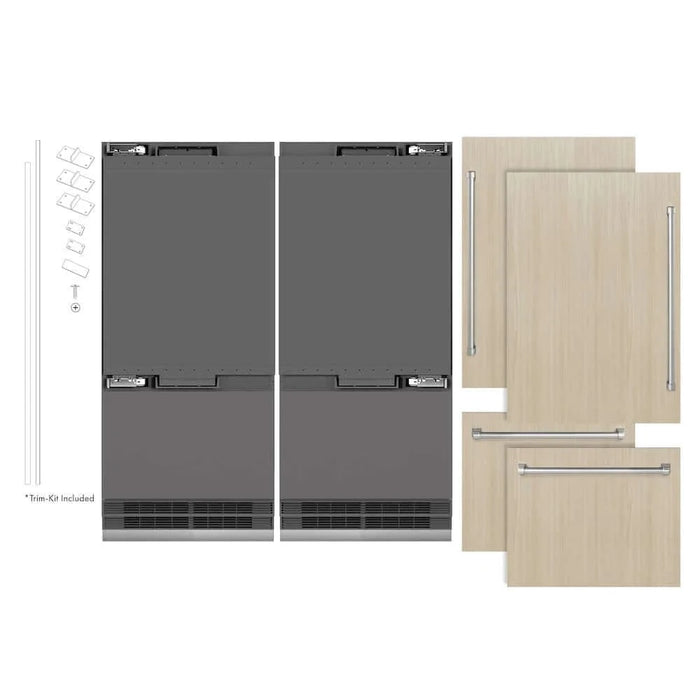 ZLINE 72" Panel Ready Built-In Bottom Freezer Refrigerator,Water Dispenser, Ice Maker,Graphite Gray GRBIT-72