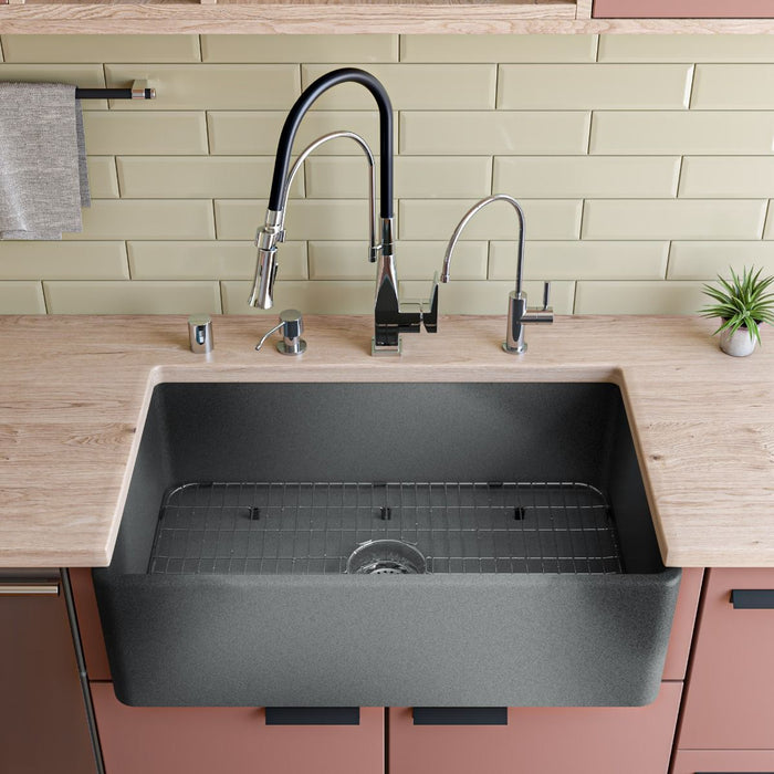 ALFI brand 33" Fireclay Farmouse Kitchen Sink In Concrete Color ABCO3320SB