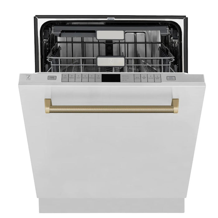 ZLINE Autograph Edition 24" Monument Series Dishwasher, Stainless Steel, Helix Handle DWMTZ-30424-KCB