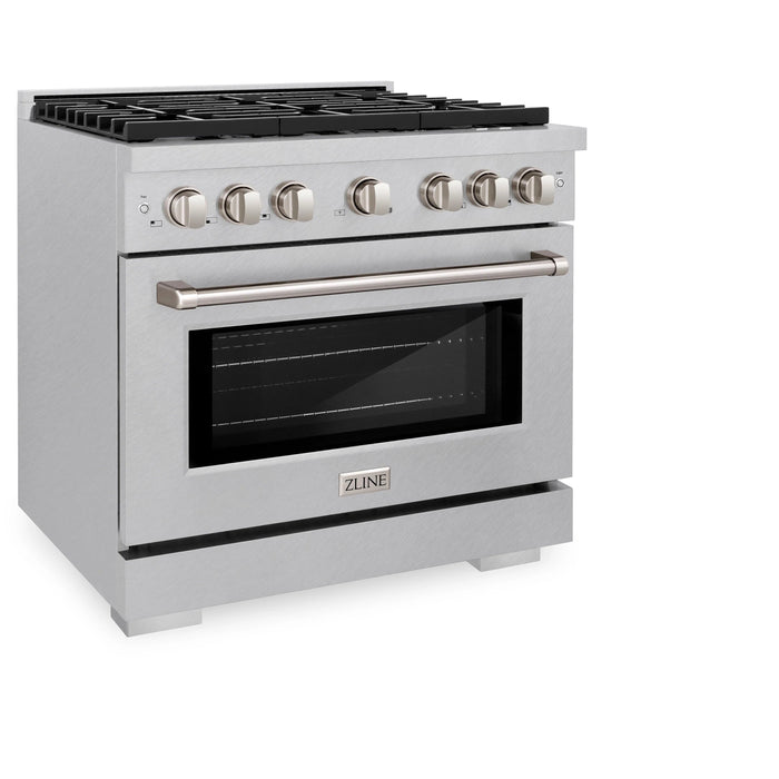 ZLINE 36"Paramount Dual Fuel Range DuraSnow® Stainless Steel SDRS-36