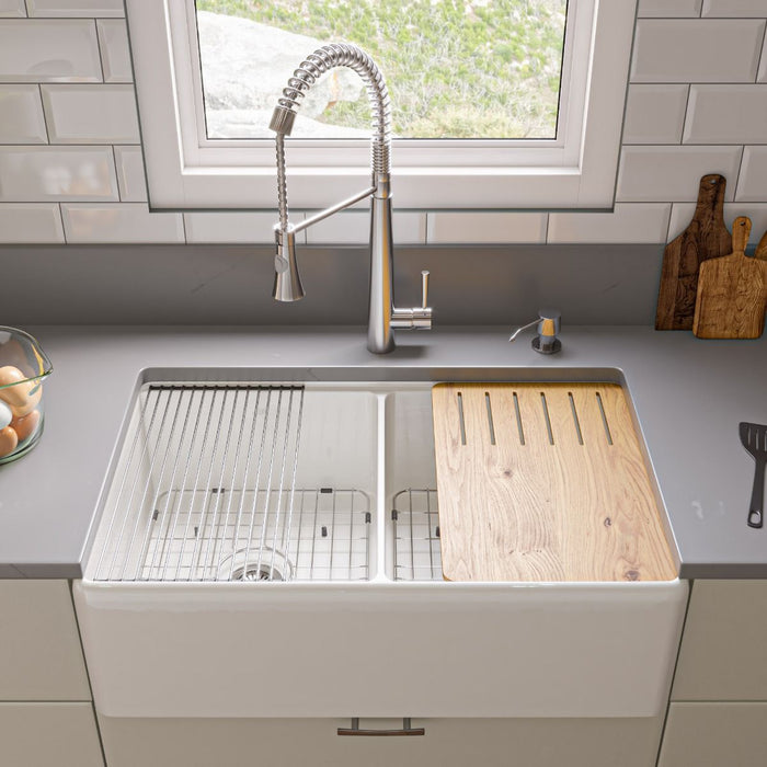 ALFI brand 33" Workstation Step Rim Fireclay Sink ABFS3320D