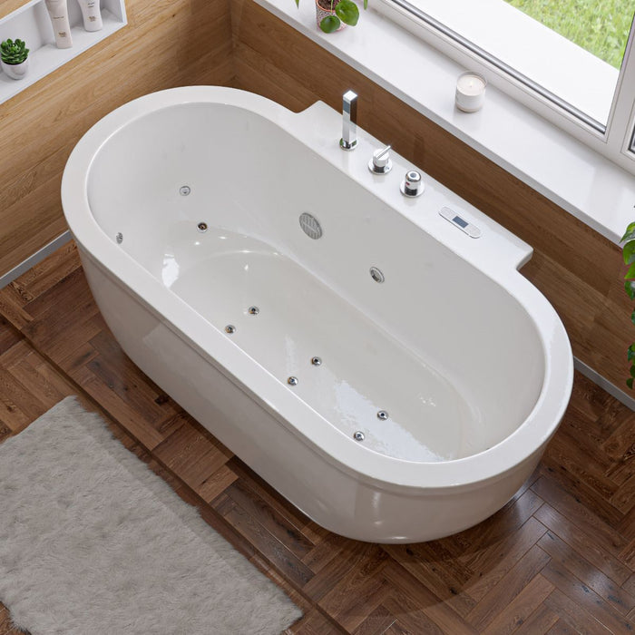 EAGO 6 ft Acrylic White Whirlpool Bathtub, Fixtures AM128ETL