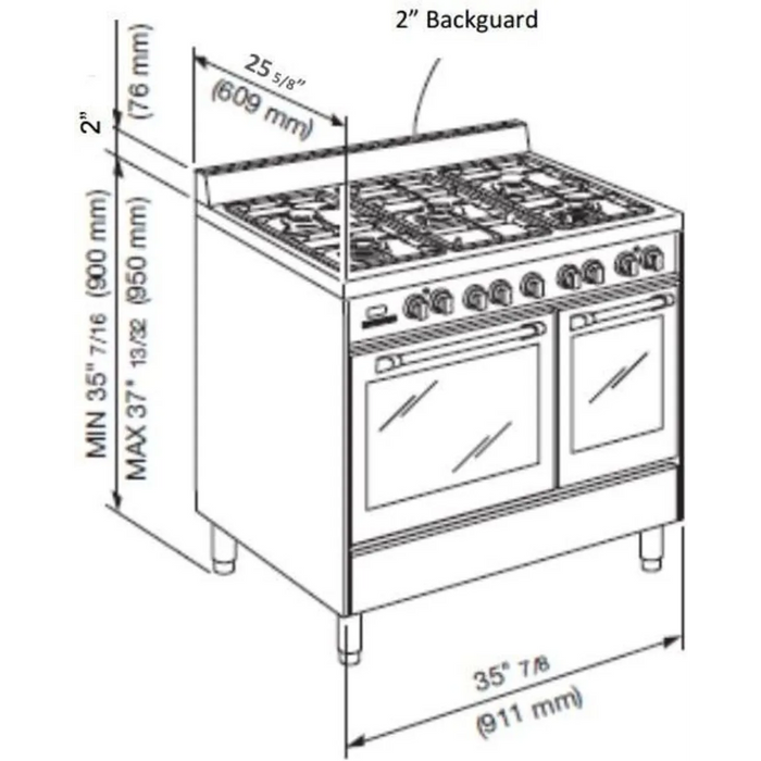 Verona 36" Double Oven Electric Range, VEFSEE365DSS