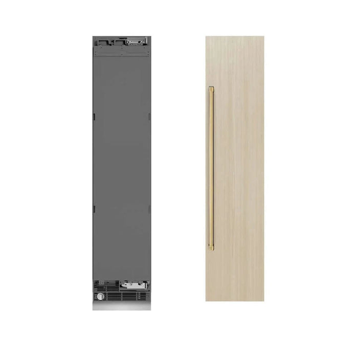 ZLINE 18" Panel Ready Right Hinge Column Freezer, Graphite Gray Interior Polished Gold RBCFVRZ-18-G