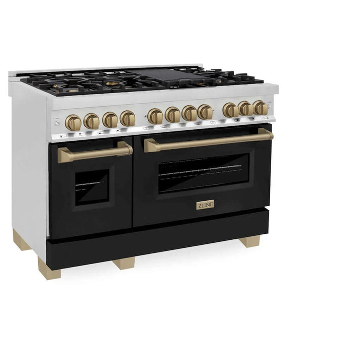 ZLINE 48" Autograph Dual Fuel Range, Black, Bronze, RAZ-BLM-48-CB