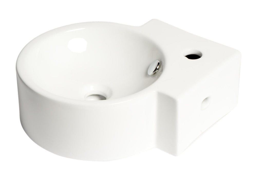 ALFI brand White 17" Tiny Corner Wall Mounted Ceramic Sink, Faucet Hole ABC121