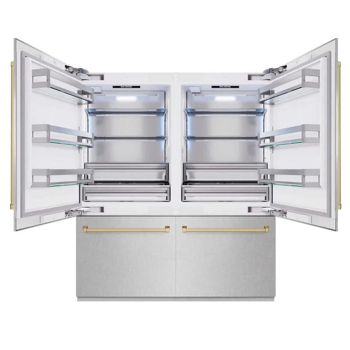 ZLINE 72" Built-In Bottom Freezer Refrigerator,Water Dispenser, Ice Maker, DuraSnow® Champagne Bronze RBITZ-SN-72-CB