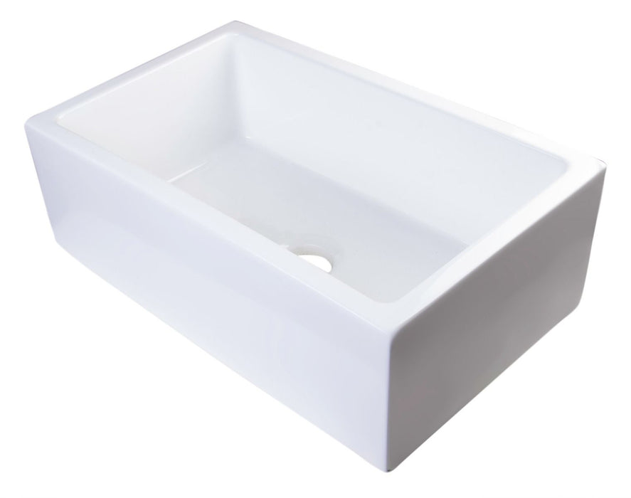 ALFI brand 30" Smooth Solid Thick Wall Fireclay One Bowl Farm Sink AB3018SB