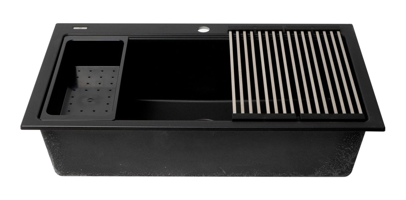 ALFI brand  34" Granite Composite Workstation Step Rim Sink, Accessories AB3418SBDI