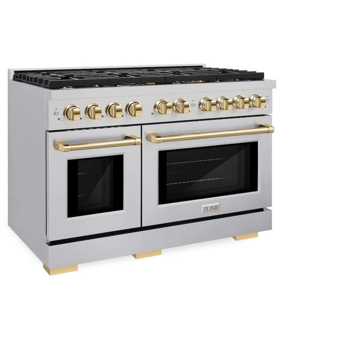 ZLINE 48"Gas Range, Convection Oven Stainless Steel, Gold, SGRZ-48-G