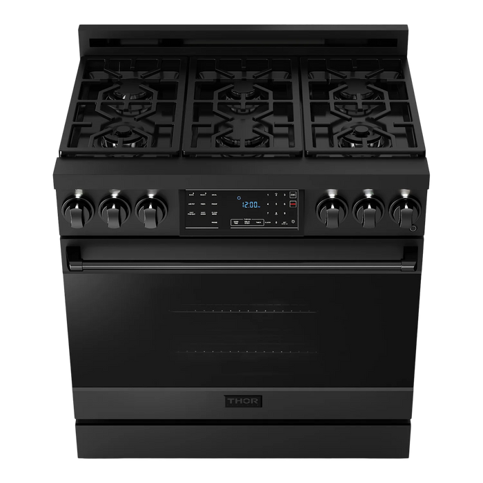 Gordon Ramsay by THOR Kitchen 36"Professional Natural Gas Range, Matte Black, RSG36B