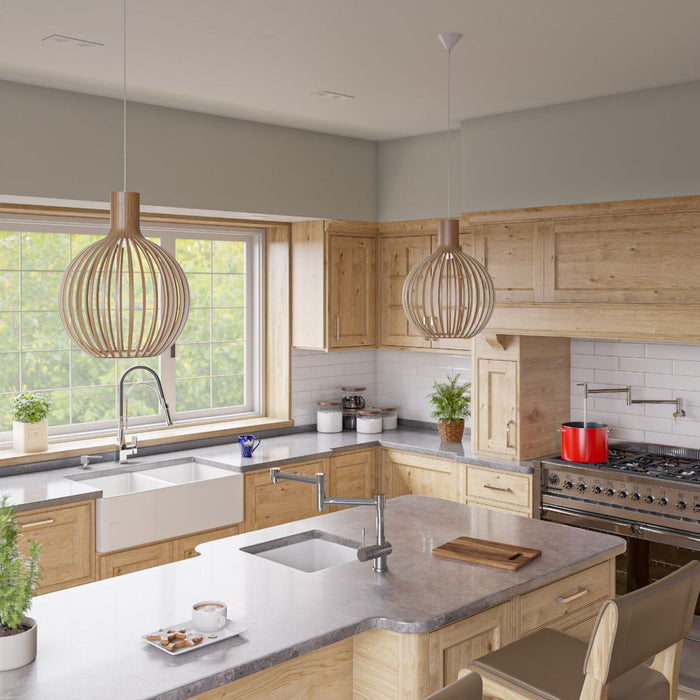 ALFI brand Smooth Apron 33" Double Bowl Fireclay Farm Sink ABF3318D