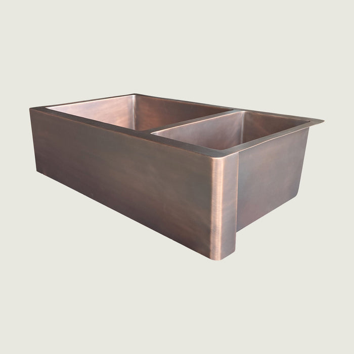 Nauxus Doble Bowl Handcrafted Custom Copper Farmhouse Kitchen Sink - FMHK06-NX